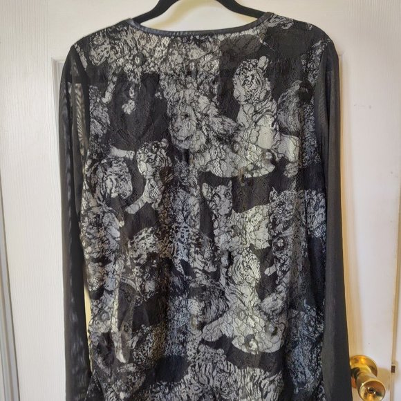 Panitti Women Top Size Large Animal Printed Long Sleeve Black - Picture 6 of 9